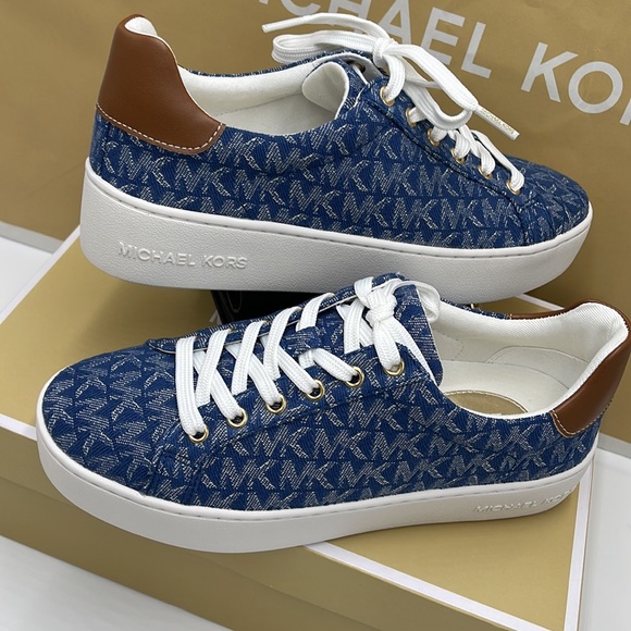 Michael Kors Poppy Lace Up MK Signature Denim JQD SM 49F2POFS1Y sneakers - Picture 11 of 16